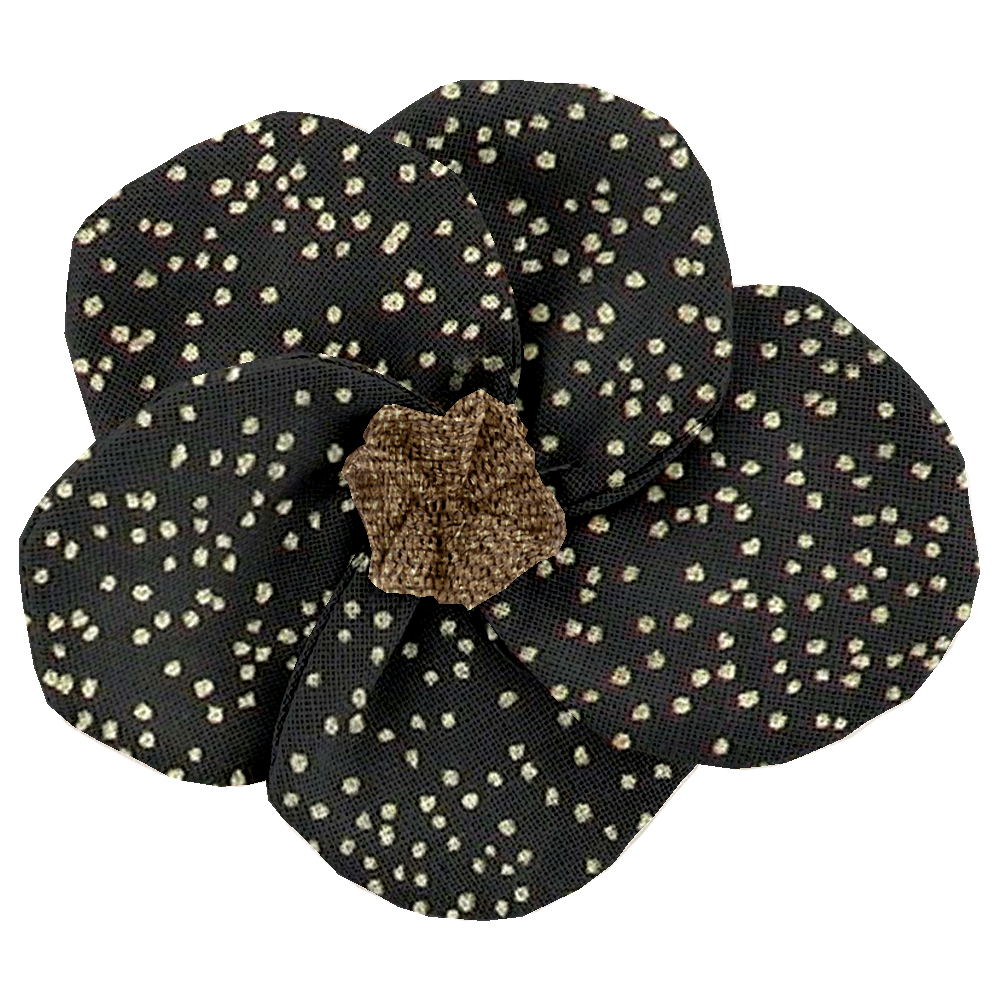 Petite Barrette Pétales De Fleur Noir Pailleté