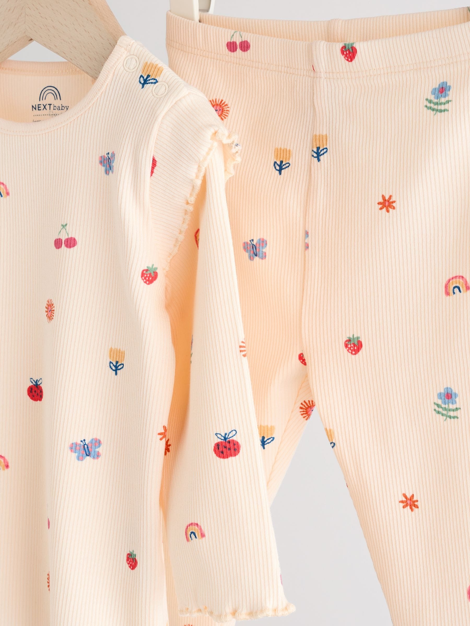 Roomkleurig met vrolijke figuurtjes - Top en Leggings 2 -delige Baby Set (0mnd-2jr)