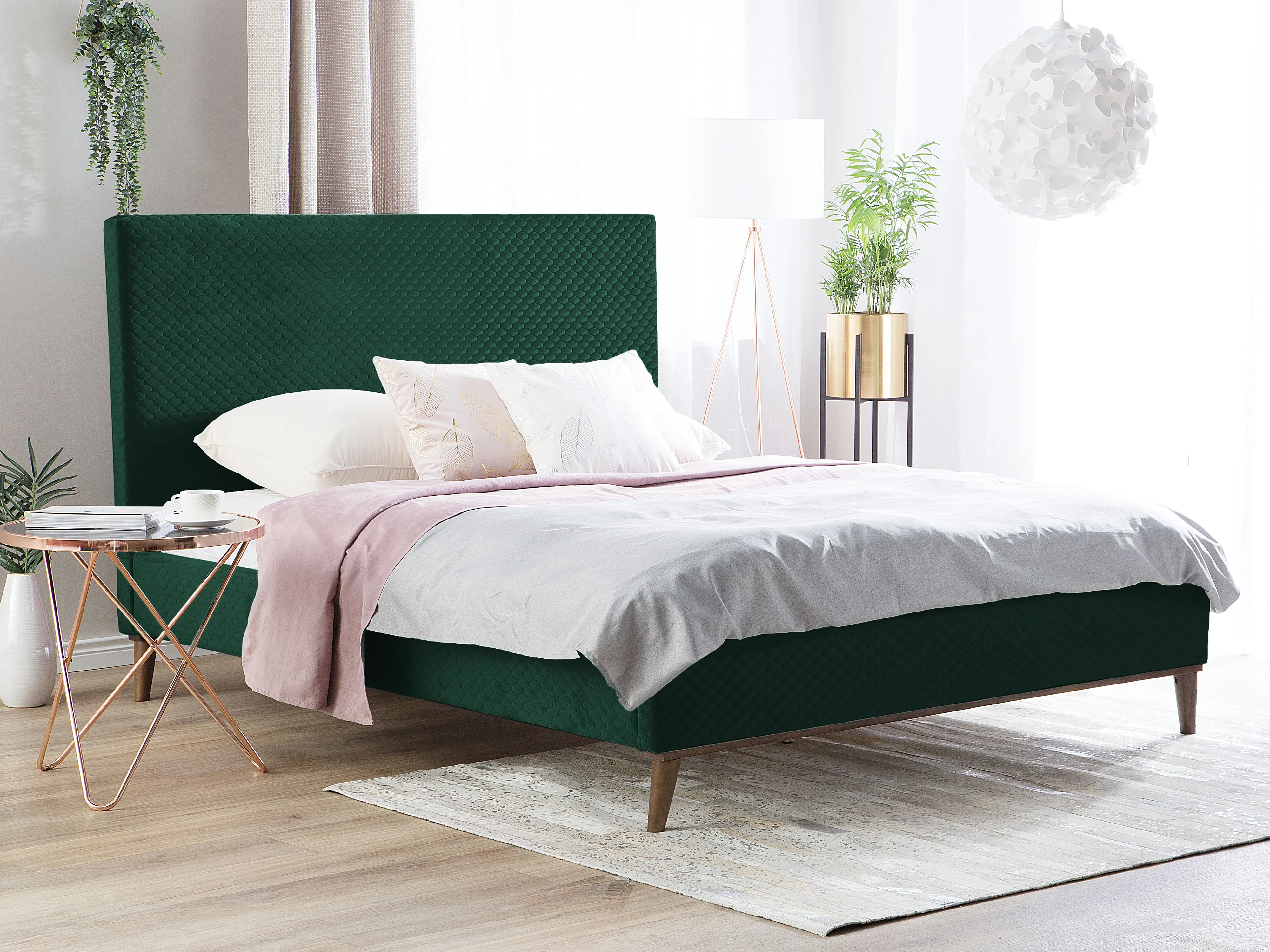 Bed Fluweel BAYONNE 140 x 200 cm Donkergroen