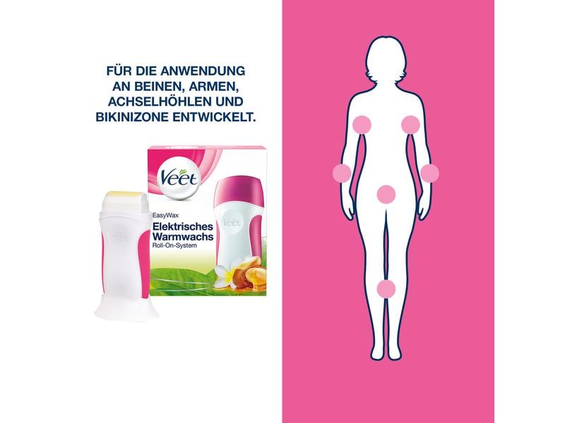 Veet Haarentfernungs-Wachs Easy Wax Roll-On 50 ml Warmwachs Roll-On-System