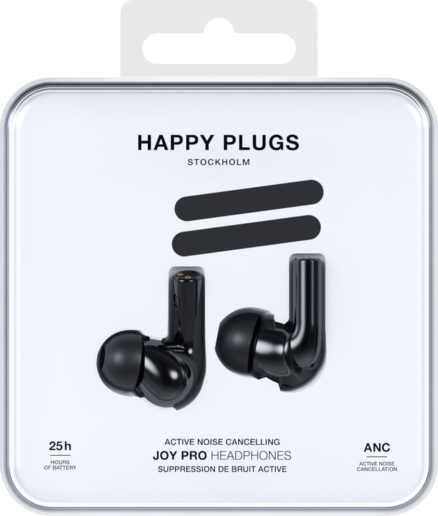 Happy Plugs Joy Pro helt trådløse in-ear høretelefoner (sort)