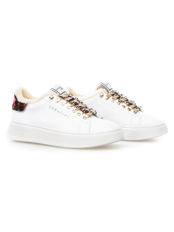 Baskets J.CONNORS White and Sand Animalier - Serafini
