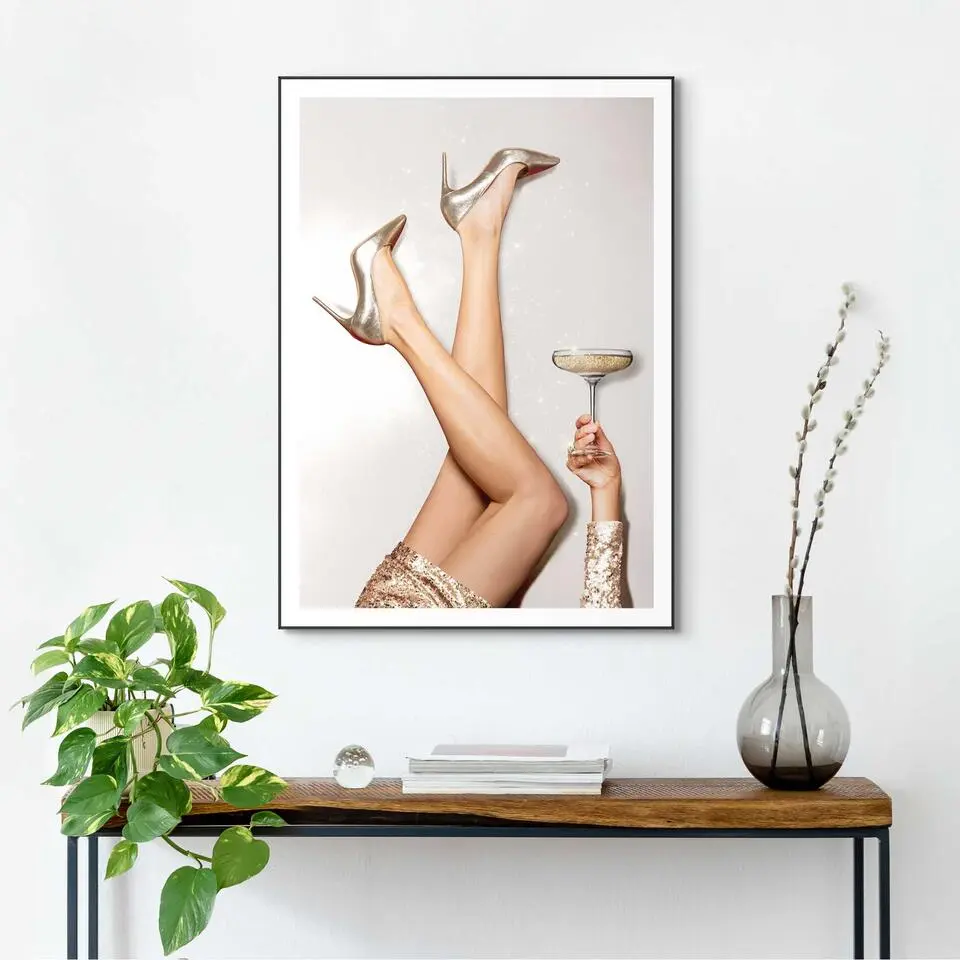 Schilderij Celebrate Good Times - 70x50cm - Goudkleurig