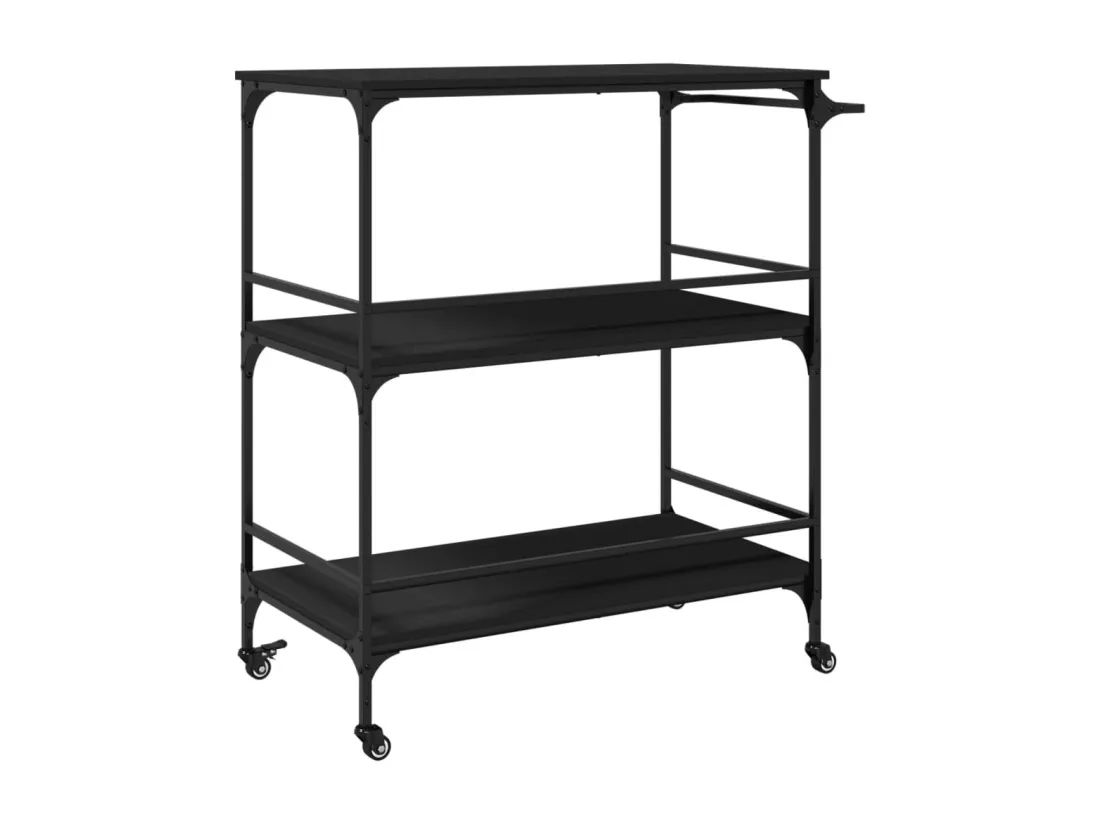 Chariot de cuisine noir 100,5x50x105 cm bois d'ingénierie