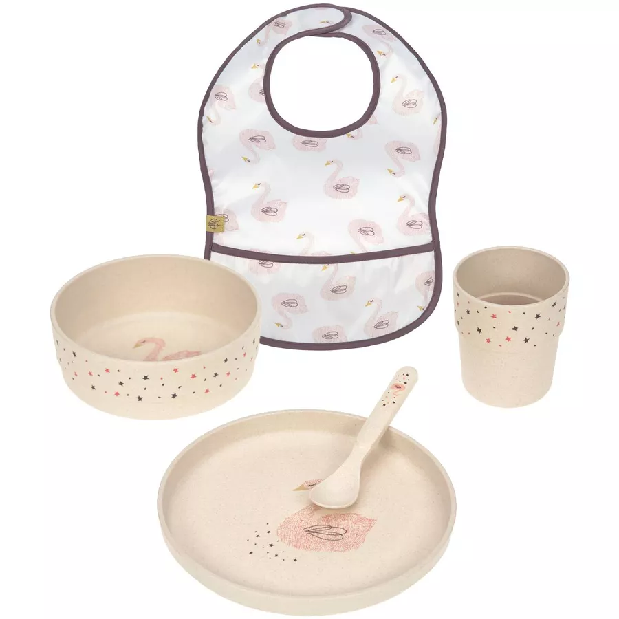 Lässig Kindergeschirr mit Lätzchen Little Water 5er Set beige