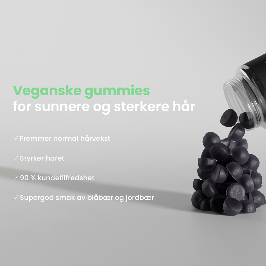 Hair Luxious gummies  for han med blåbær og jordbærsmak 60 stk