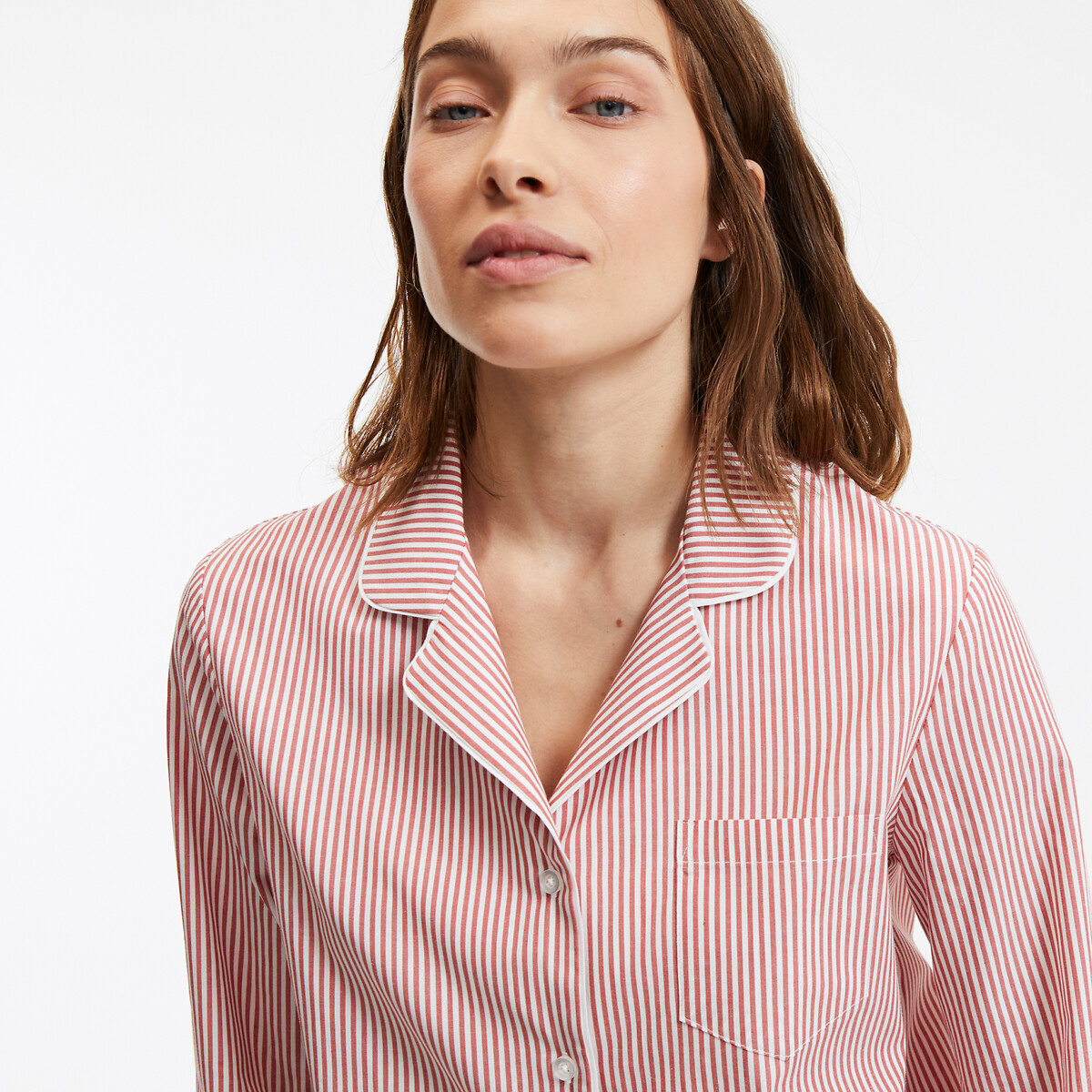 COLEÇÃO LA REDOUTE<br>Camisola listrada estilo pijama cardigã, em popeline