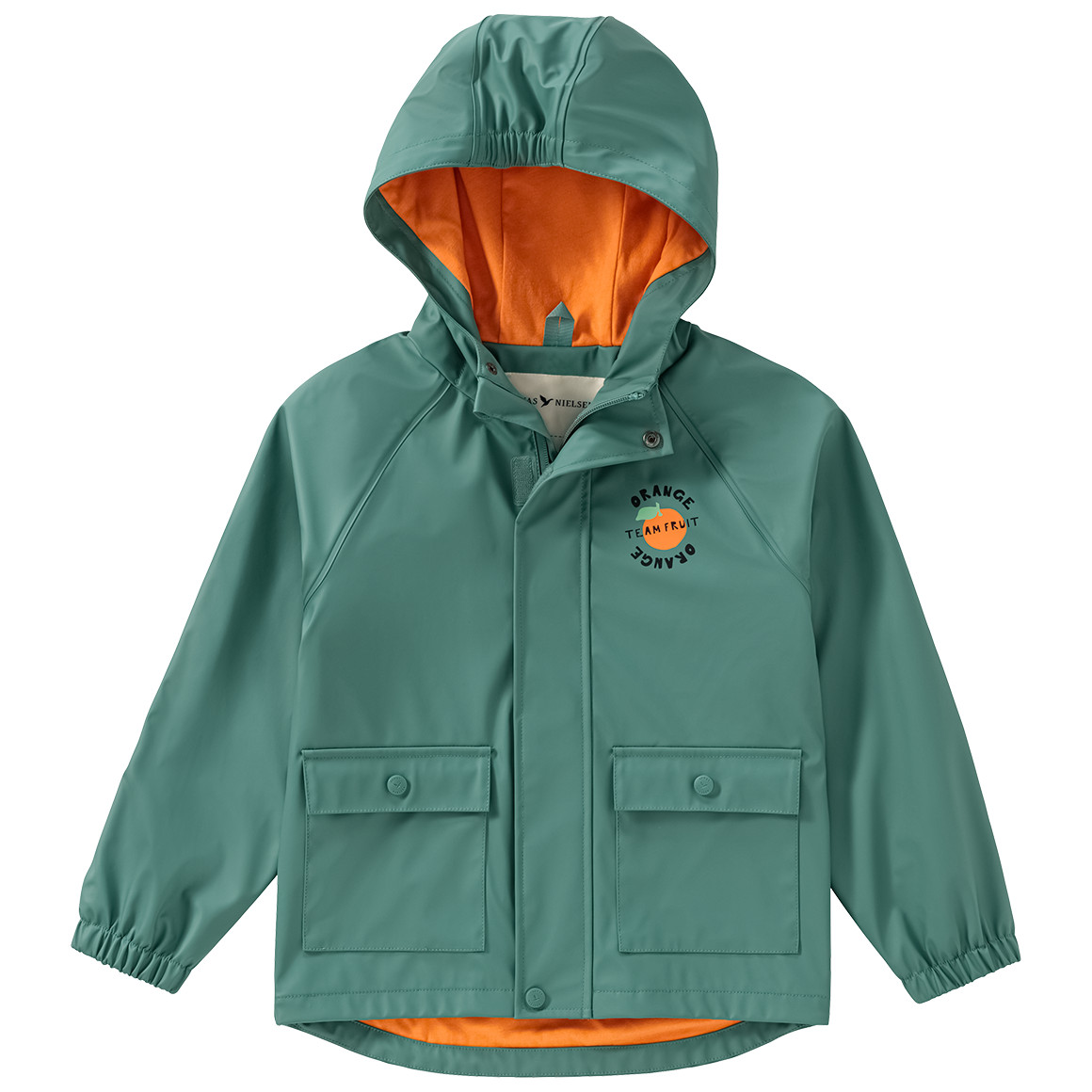 Jonas Nielsen Jungen Regenjacke mit Orangen-Print dunkelgrün