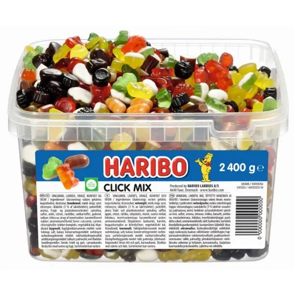 Haribo Click Mix 2,4 kg i plastbøtte