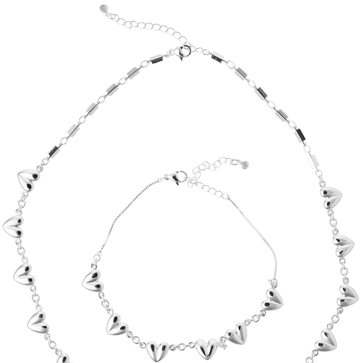 Gina Benotti Damen Kette und Anhänger mit Herzen silber