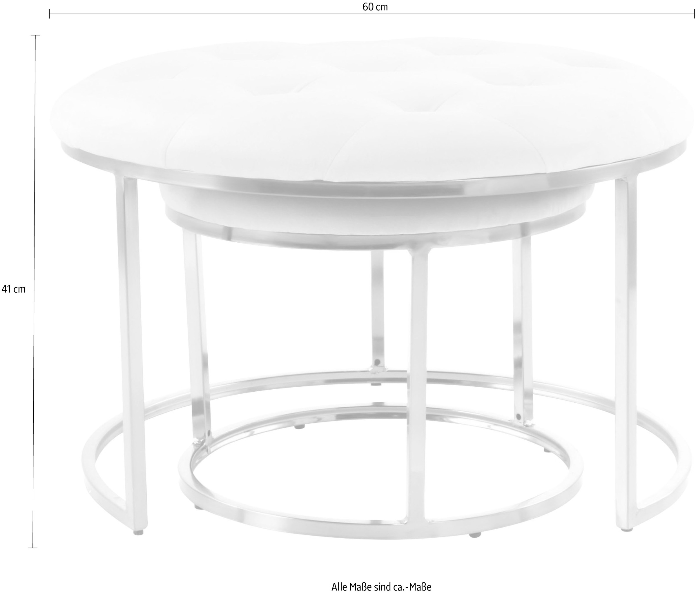 Kayoom Sitzhocker »Hocker Myla 2er-Set, praktisch ineinander schiebbar« Set, 2 Stk. tlg. ineinander schiebbar, rund, gesteppt, mit Zierknöpfen