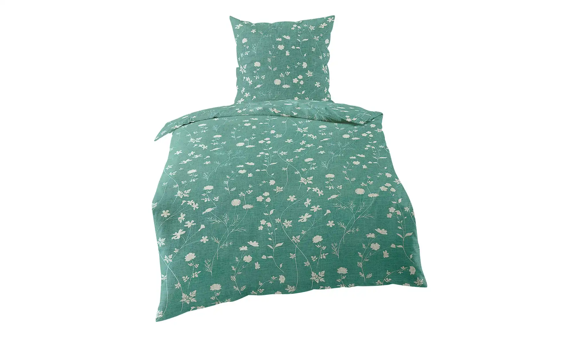 Como Green Mako Satin Bettwäsche Floral
