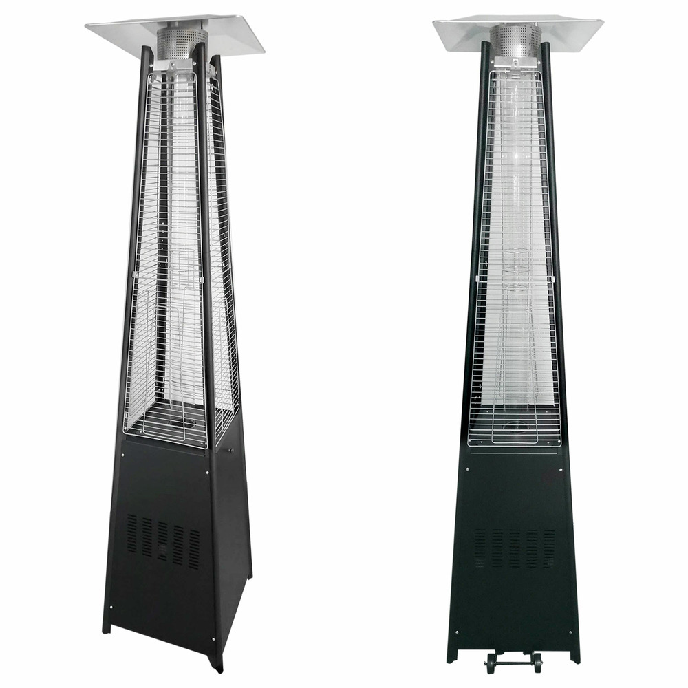 Parasol chauffant gaz stockholm 13kw acier noir + housse de protection