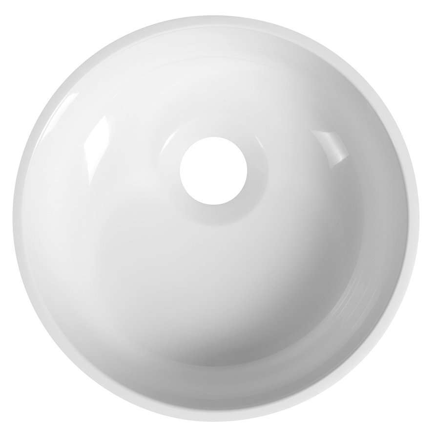 Sapho Sanna ronde waskom 25cm gegoten marmer wit glans
