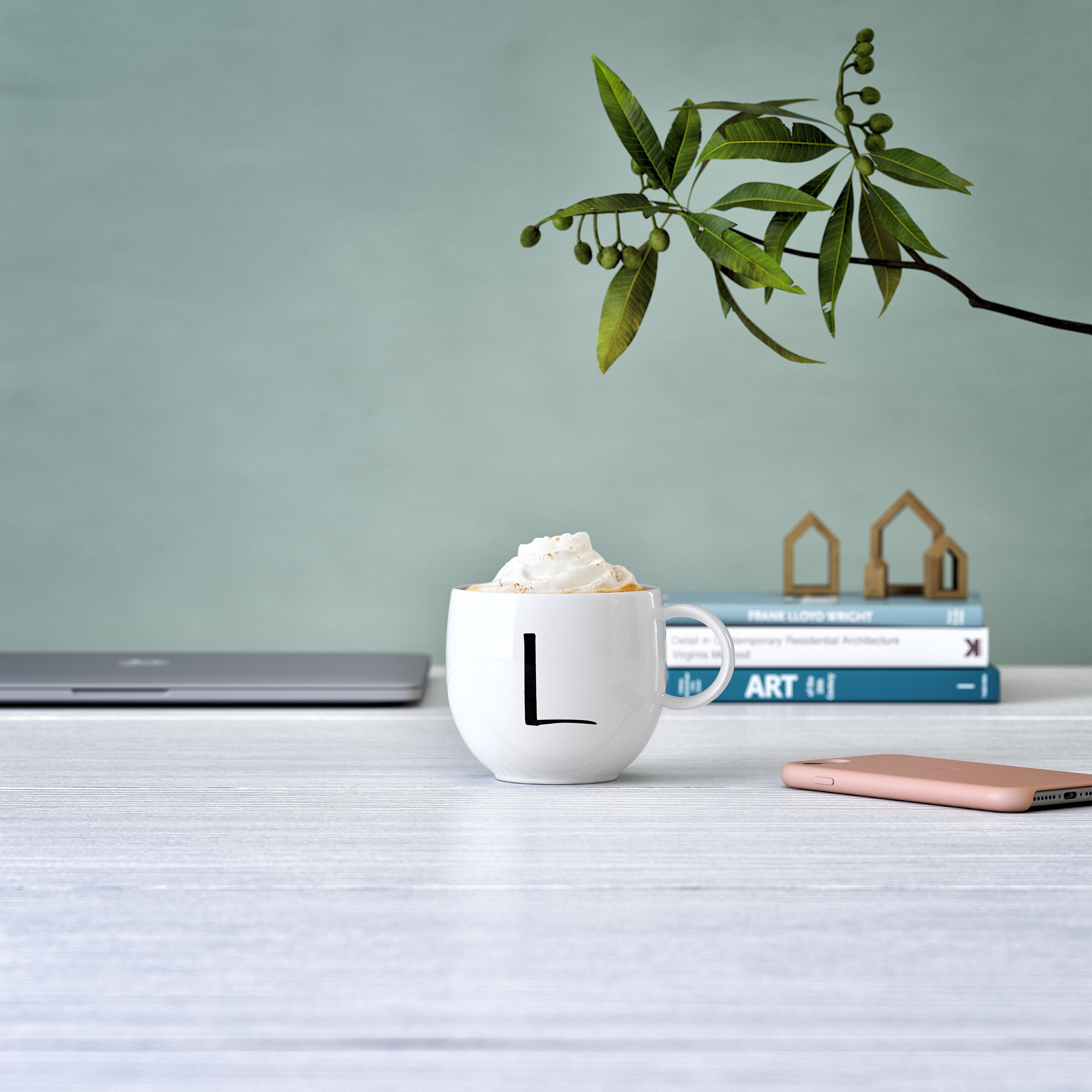 Letters Mug White, 9.9 oz, Premium Porcelain