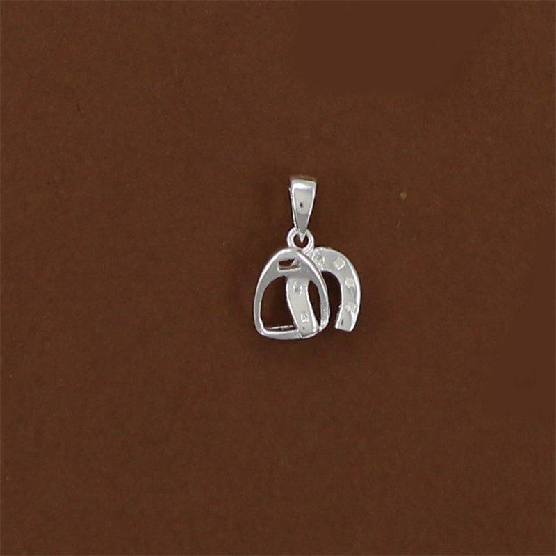 Pendentif étrier et fer à cheval - Argent massif