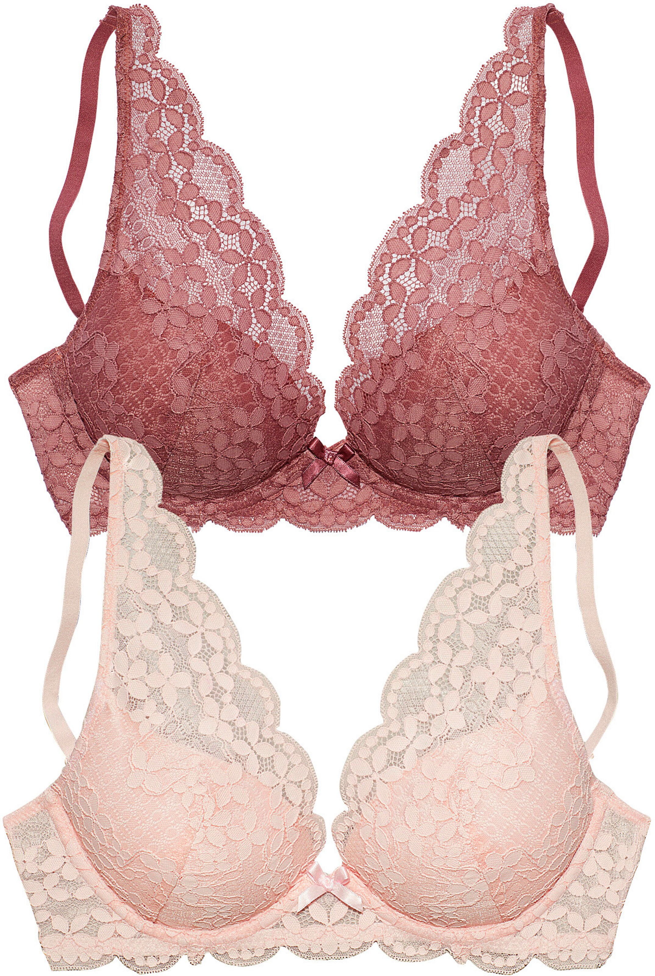 petite fleur Push-up-BH in rosenholz+rose