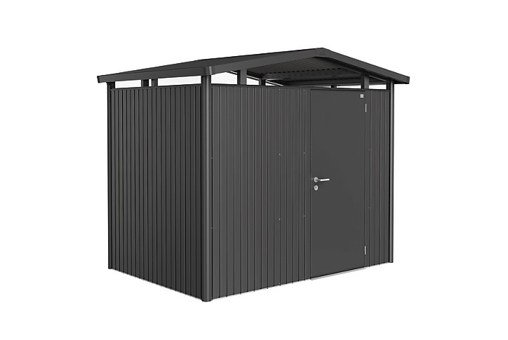 Abri de jardin simple porte Biohort Panorama P2 en métal coloris gris foncé métallique ép.0,53 mm surface extérieure 5,40 m²