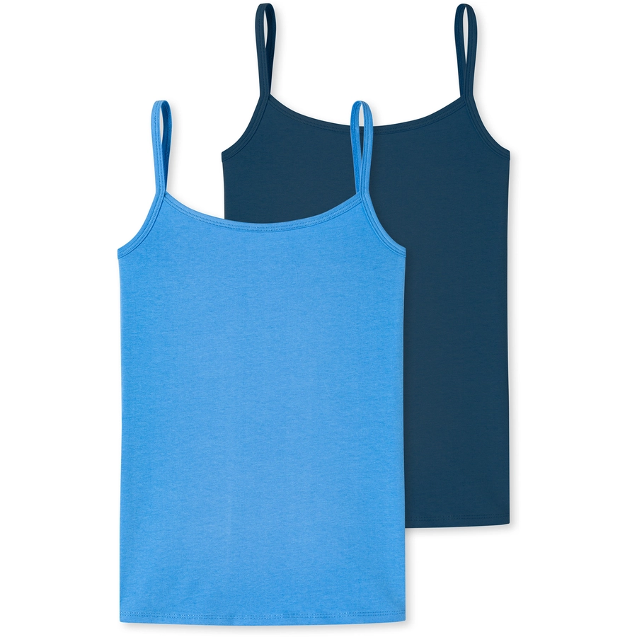 Schiesser Spaghettitop 955 Organic Cotton Nachtblau, Hellblau