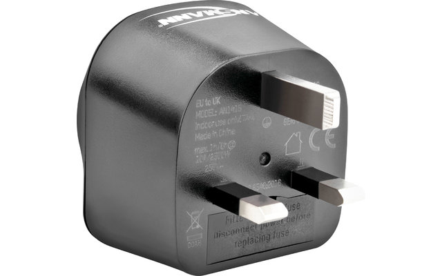 Ansmann Reisestecker / Adapter EU to UK mit Schutzleiter