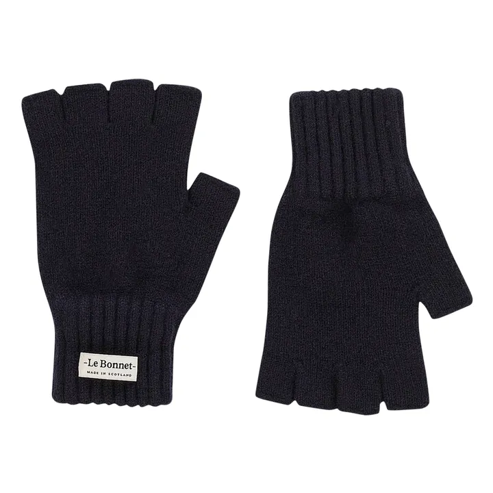 Le Bonnet Amsterdam Mitaines Laine et Angora | Bleu marine