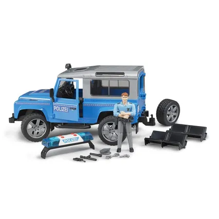 BRUDER® 2597 Land Rover Defender Polizeifahrzeug mit Polizist und Ausstattung