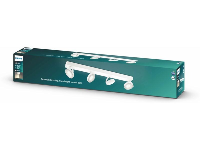 Philips Aufbauspot Clockwork, 4 x 4.5 W, 2000 lm, 2700 K, W Aufbauleuchte mit beweglichem Leuchtenkopf