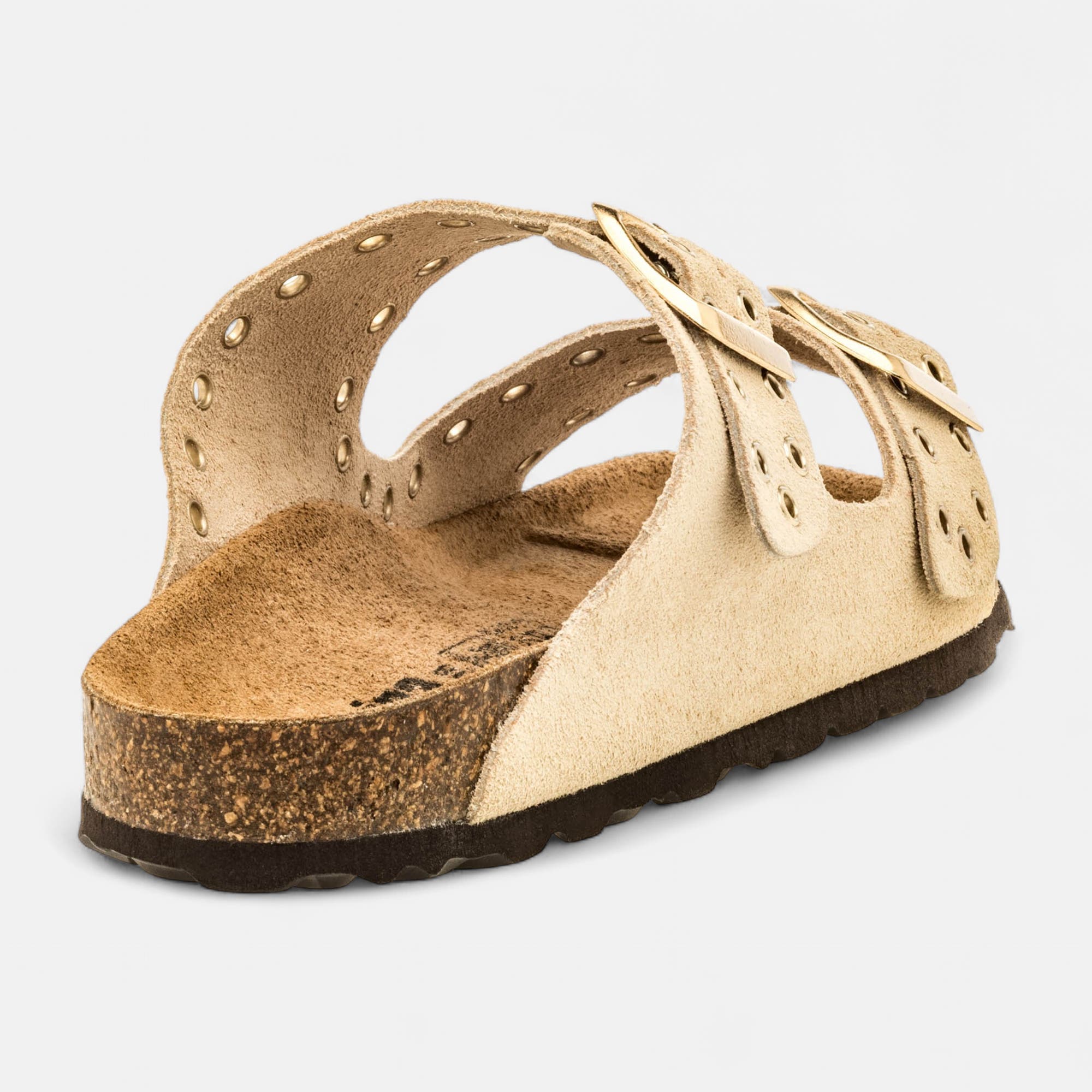 Mules semelle liège Femme en cuir beige