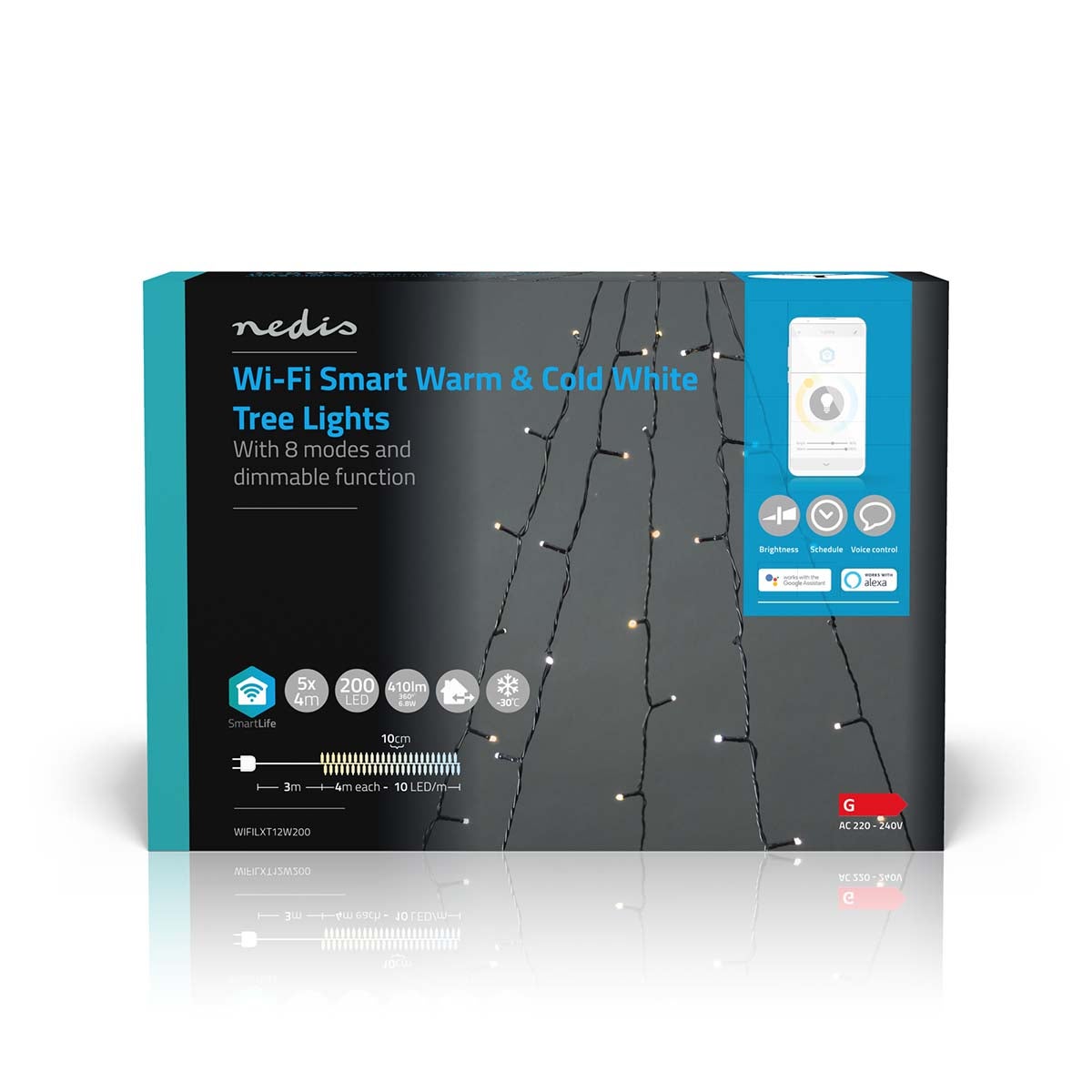 Nedis SmartLife Decoratieve LED iOS/Android 5x4 meter 200 LED's warm | koel