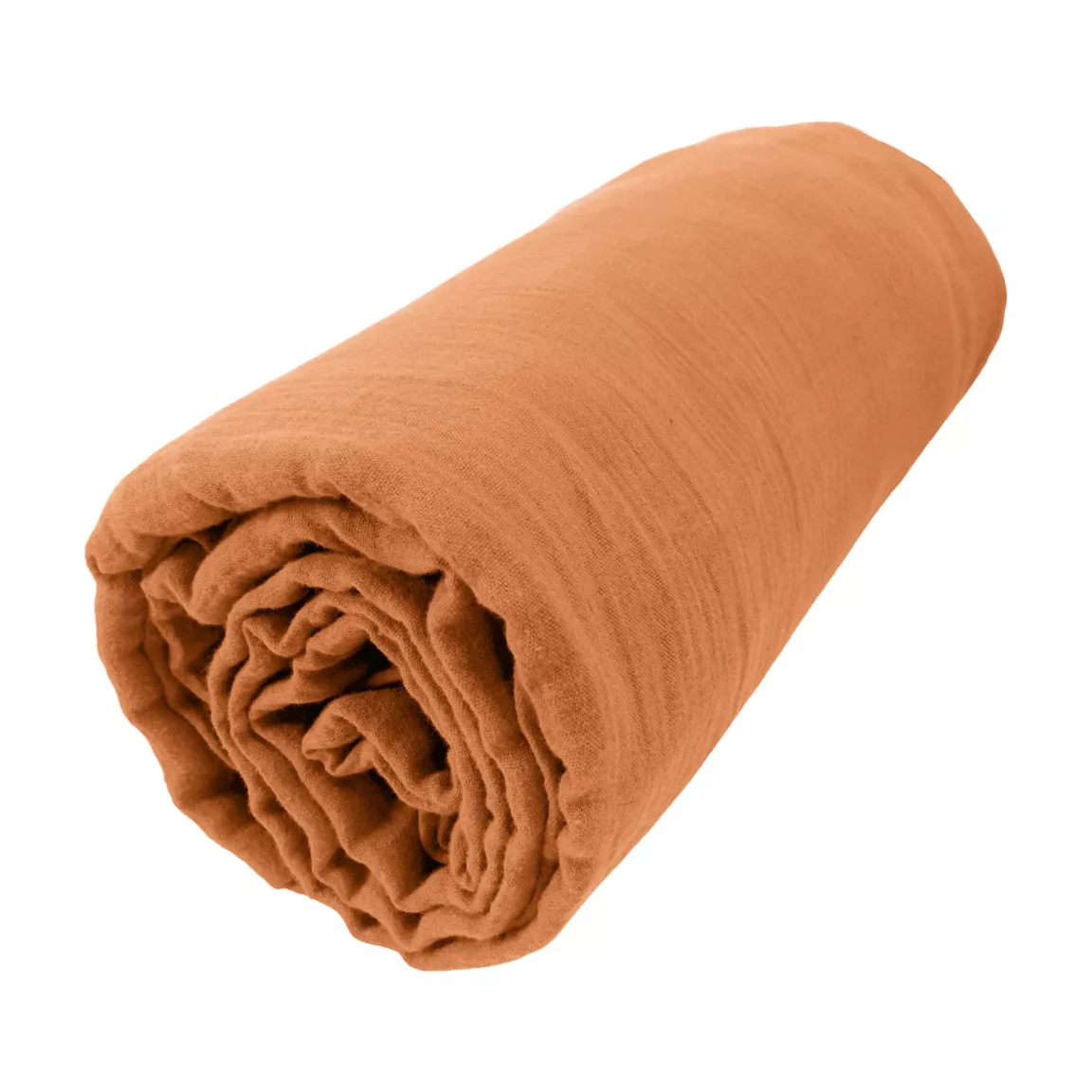 Drap housse gaze de coton (90 x 200 cm) Gaïa Abricot