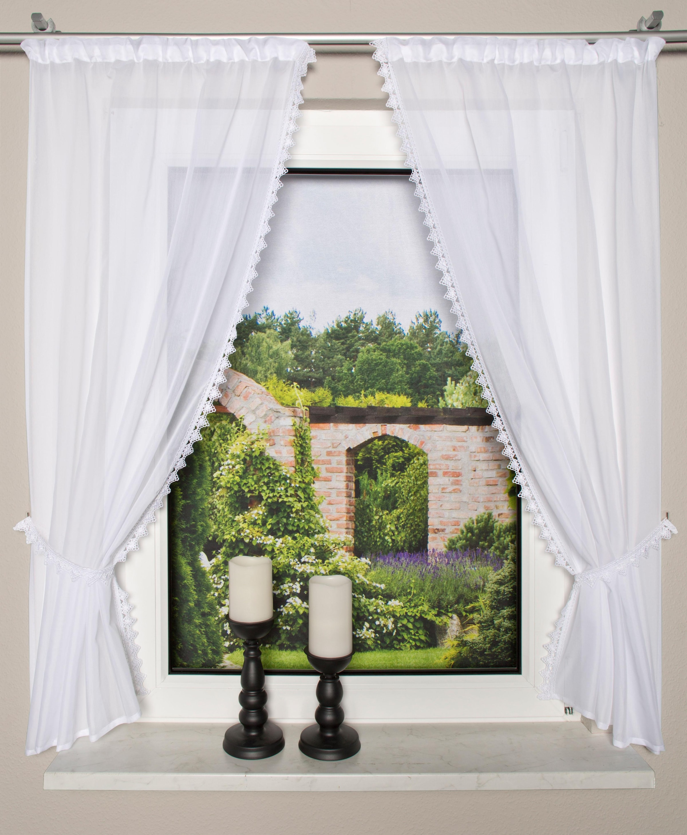 HOME WOHNIDEEN Scheibengardine »LEONA« Kräuselband 2 Stk. tlg. HxB: 125x75