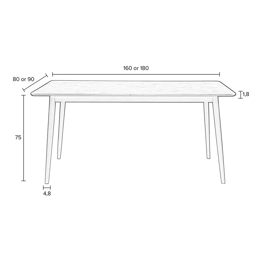 by fonQ Fabio Eettafel Visgraat - 160 x 80 cm - Zwart