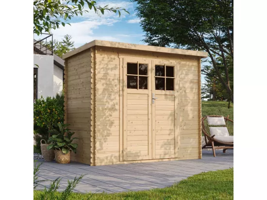TIMBELA M310F+M310G Abri de jardin en bois AVEC SOL TRAITÉ - porte verrouillable de haute qualité- 2.63 m2