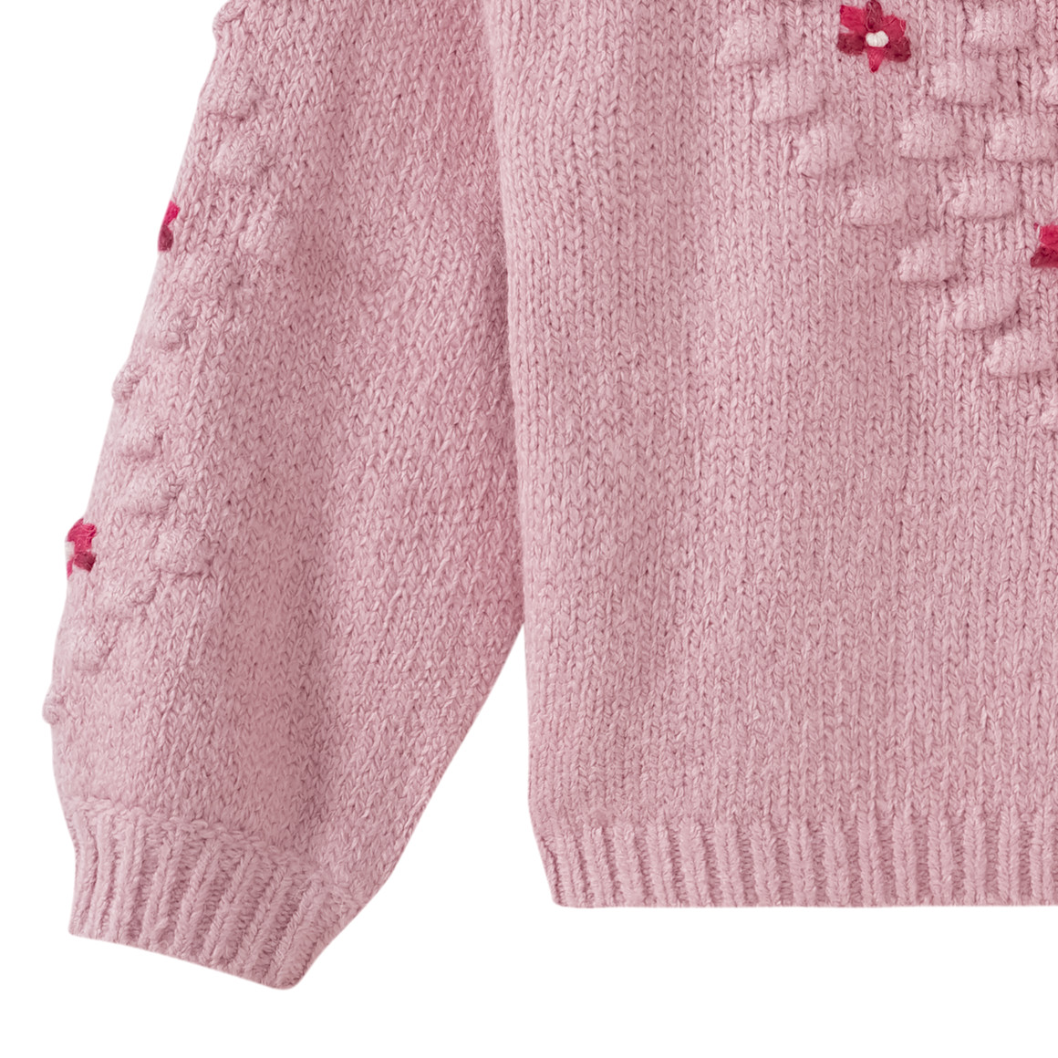 Topolino Mädchen Strickpullover mit Blümchen-Stickerei rosa