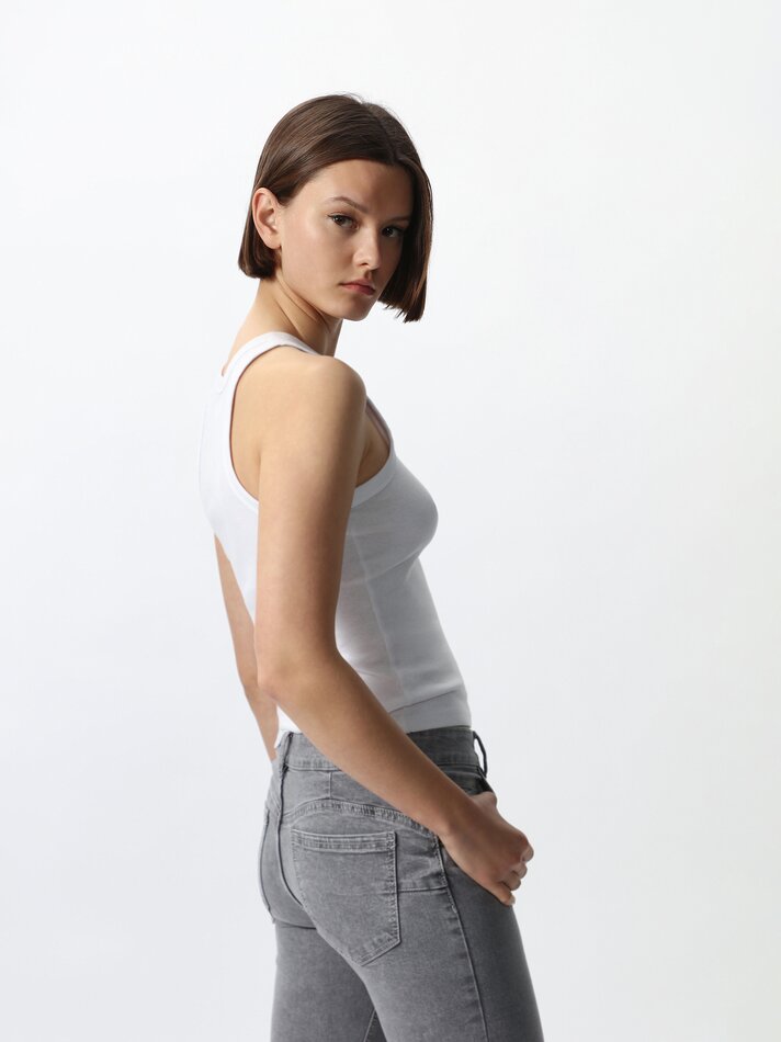 Calça jeans push-up - Cinza mesclado