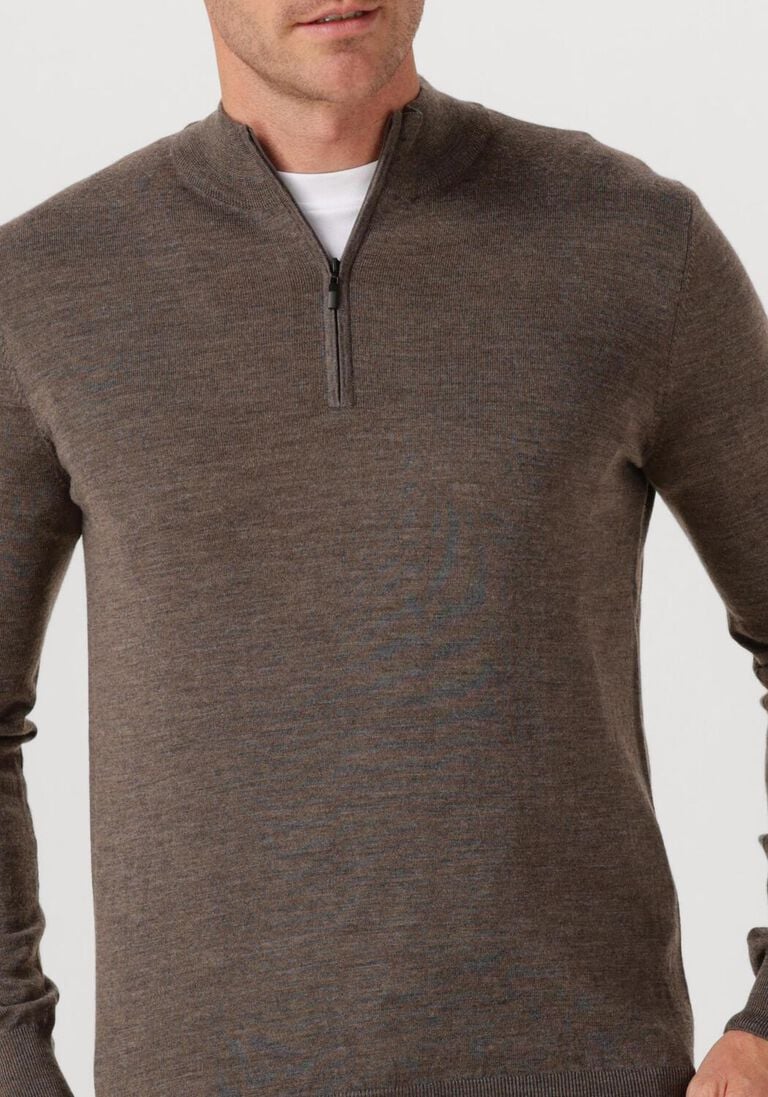 bruine stefano lauran trui half zip anders
