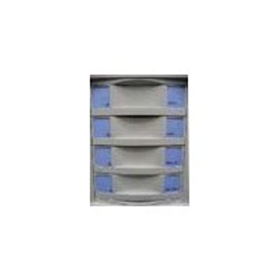 Module 4 tiroirs pour armoire à rideaux - hauteur 100 mm - gris/bleu
