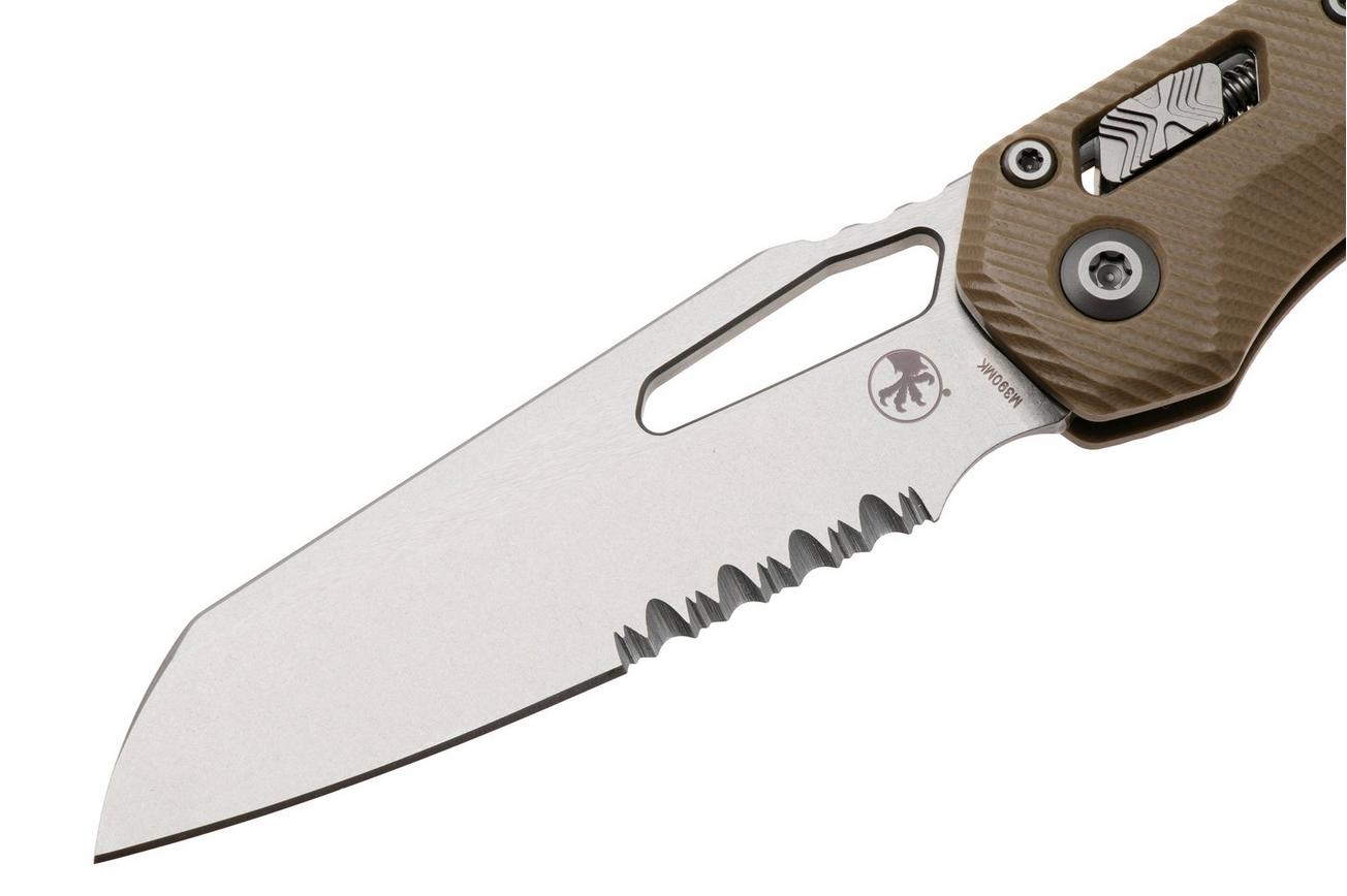 Microtech MSI Standard Issue 210-11FLGTTA, Stonewashed M390MK, Fluted Tan G10, partial serrated zakmes