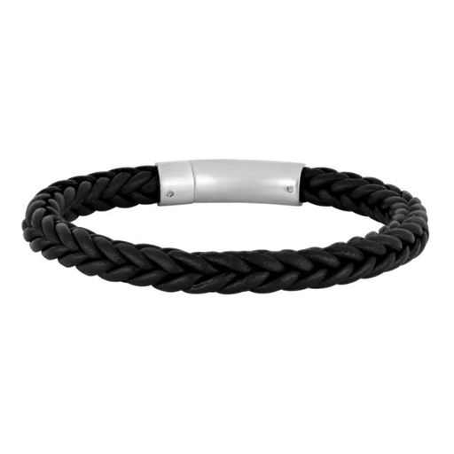 Son of Noa Flettet Læder Armbånd, Sort, 23 cm