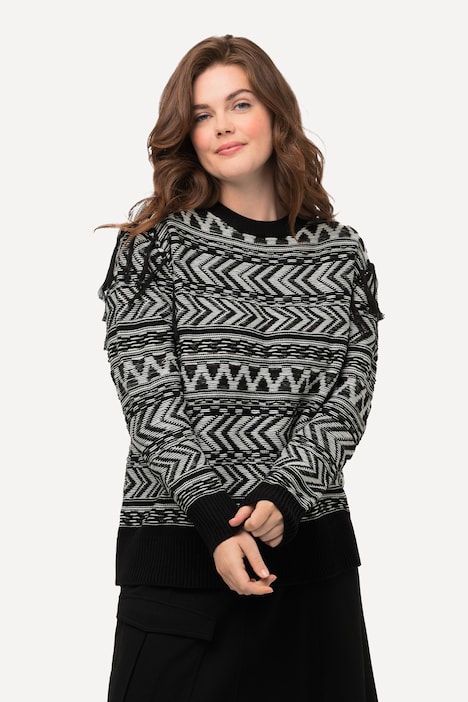 Pullover, Fransen, Rundhals, Langarm, Biobaumwolle