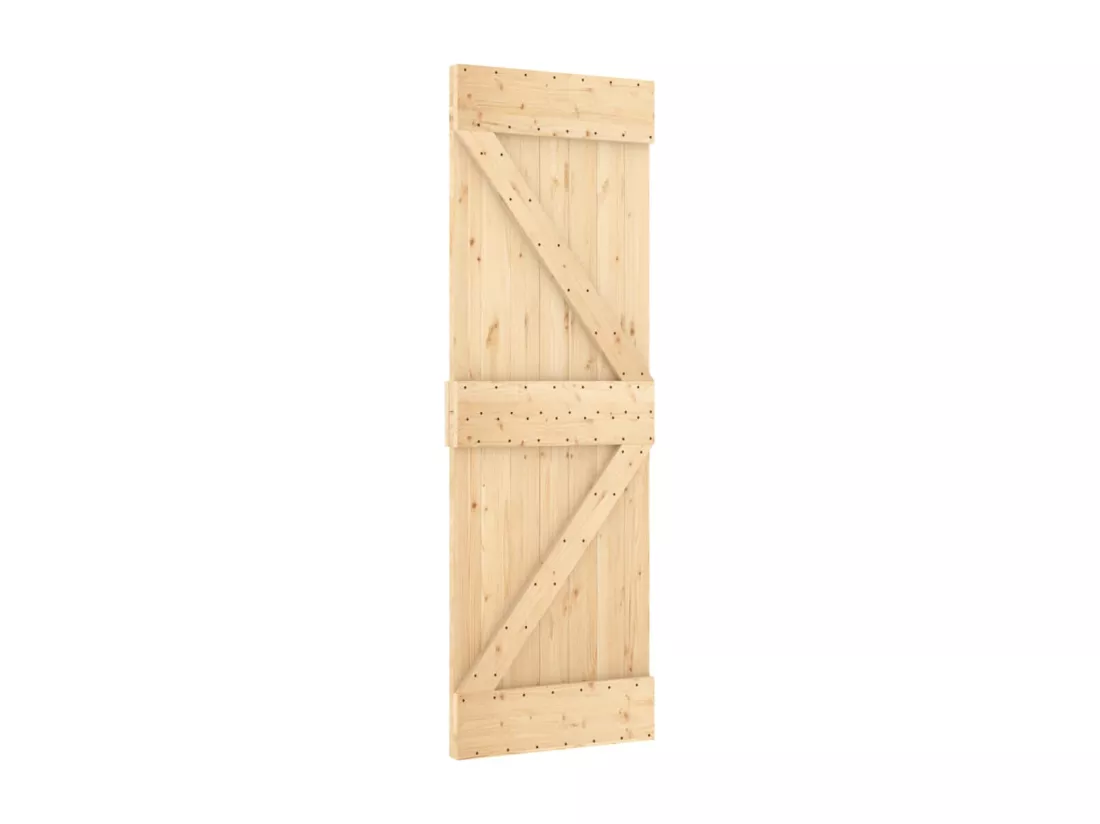 Porte coulissante et kit de quincaillerie 70x210 cm pin massif