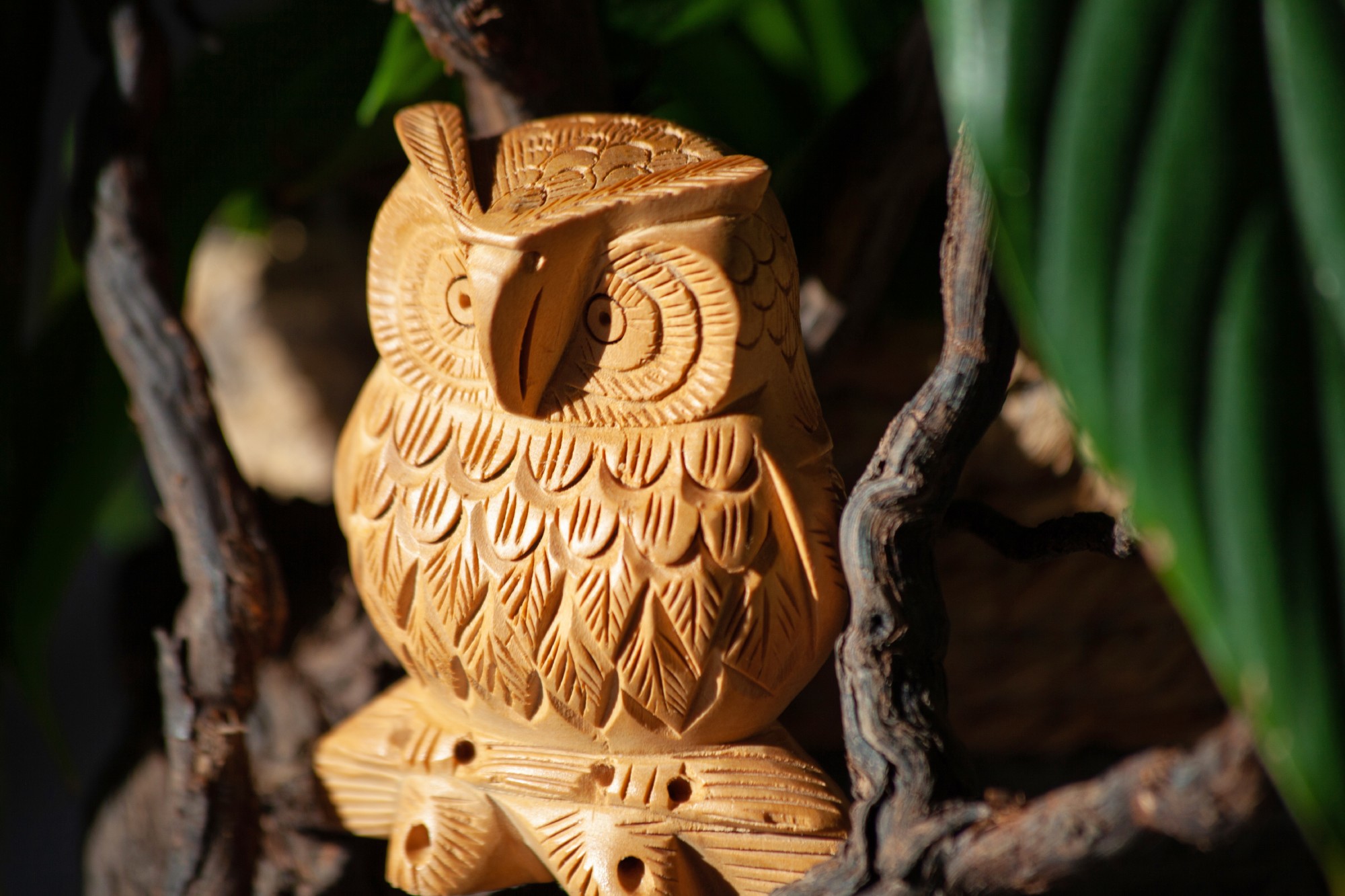 Eule aus Holz, natur, H 7,5 cm, B 7 cm, T 4 cm von fischer's lagerhaus