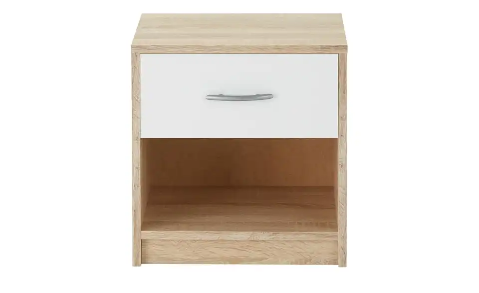 Nachtschrank 1 Schubkasten Pepe  Eiche Sonoma (Nachbildung), Weiß 1 Stück