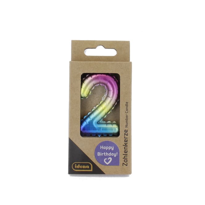 Zahlenkerze 2 metallic bunt