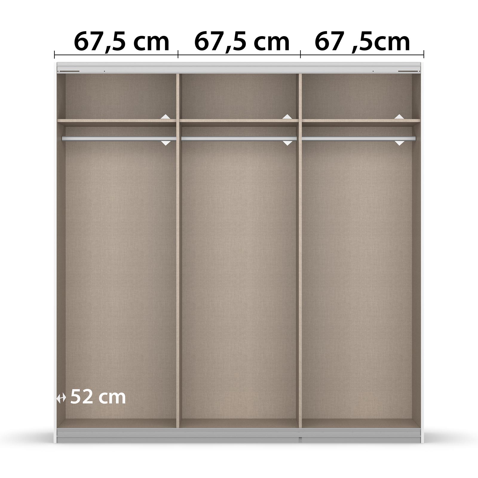 Schwebetürenschrank - weiß Hochglanz - Eiche Sonoma - mit Spiegel - 203x210 cm