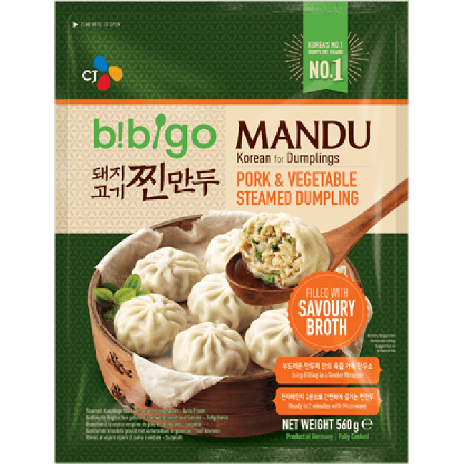 CJ Bibigo Bevroren Gestoomde Dumplings Varkensvlees & Groenten 560g
