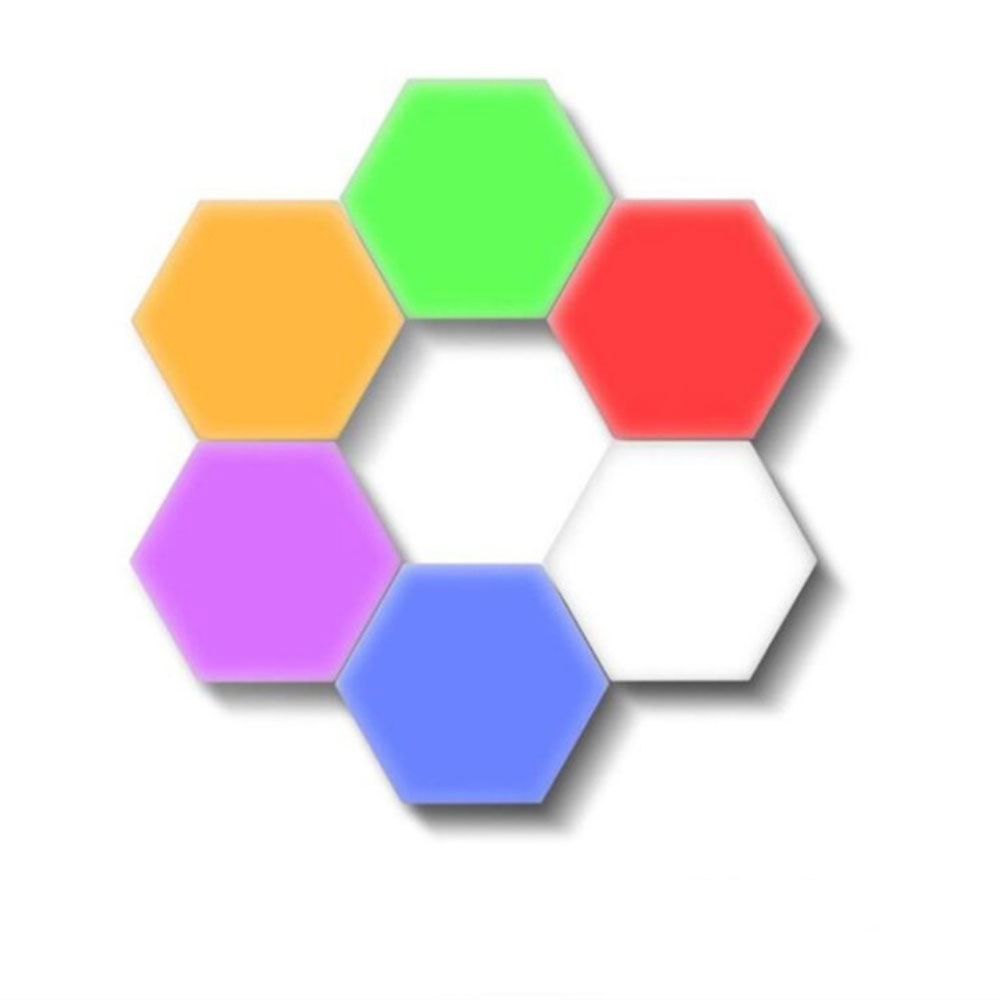 (6er Set) Magnetische LED Panels Modulierbare Sechseck Wand Lampen mit Touch Funktion - Bunt