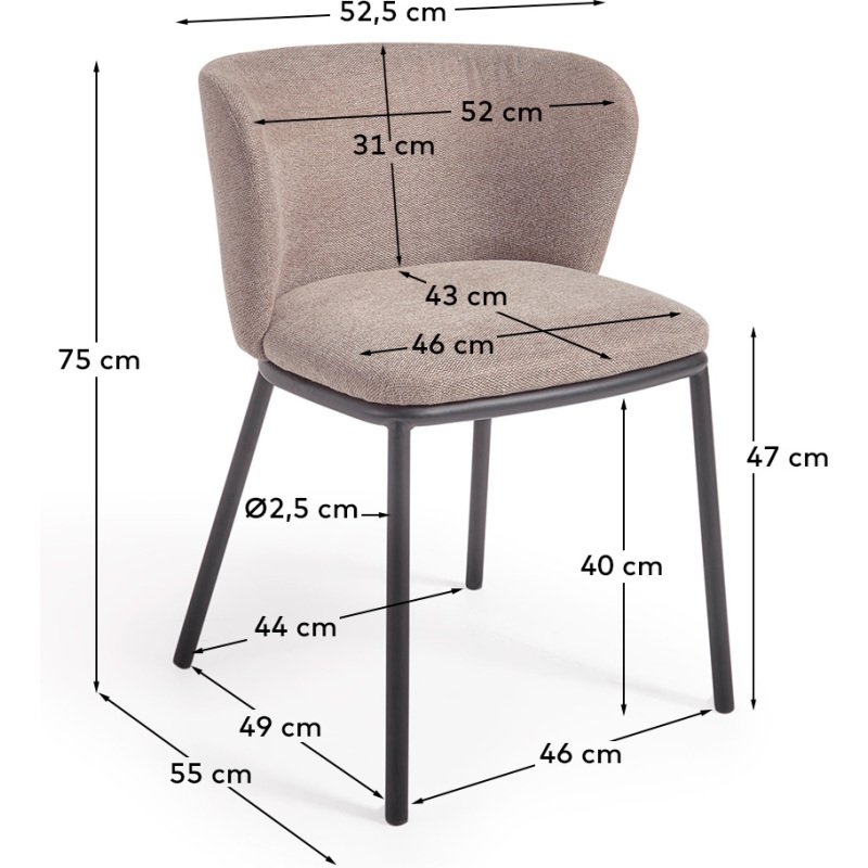 Chaise Ciselia tissus chenille pieds acier