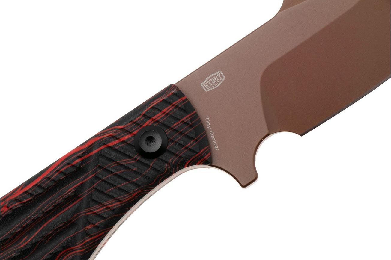 Tenable Knives Tiny Dancer G014A2 Rose Gold Coated D2, Black Red G-Mascus, vaststaand mes, JB Stout design