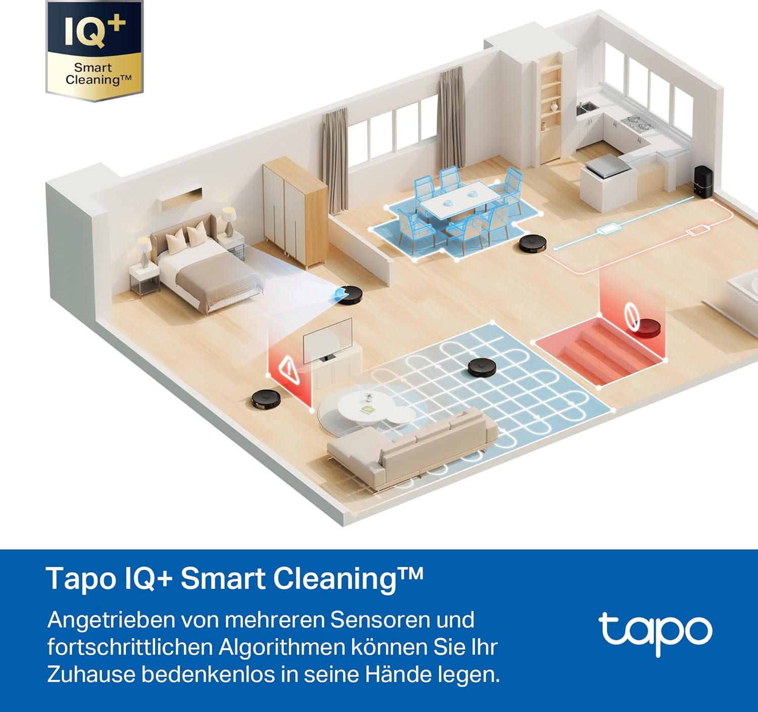 Tapo RV30 Max Plus Saugroboter mit Wischfunktion und automatischer Absaugstation, 5300Pa Ultra Starke Saugkraft, LiDAR+IMU Dual-Navigation, Alexa & Google Assistant Sprachsteuerung, APP